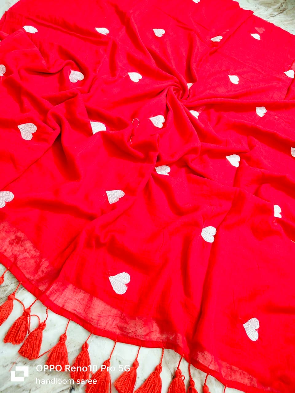 hart embroidery mul cotton saree