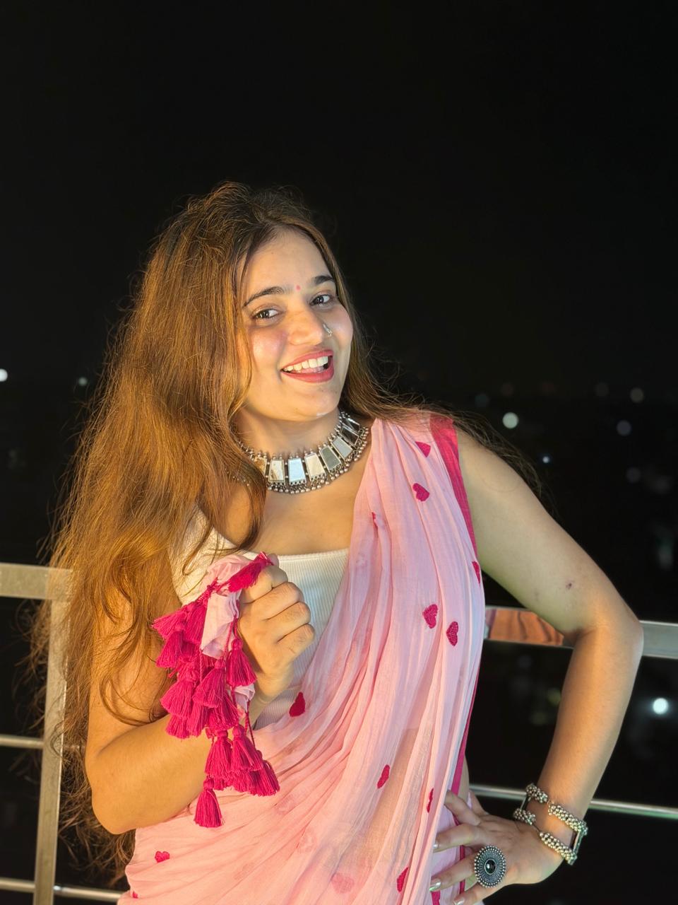 Hart embroidery mulmul saree