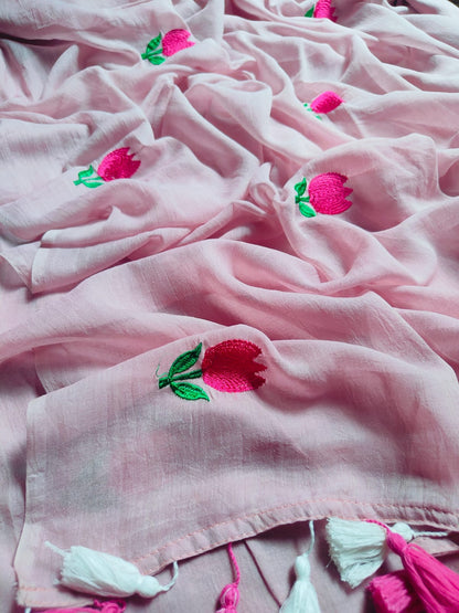 🌷Tulip hand embroidery saree🌷