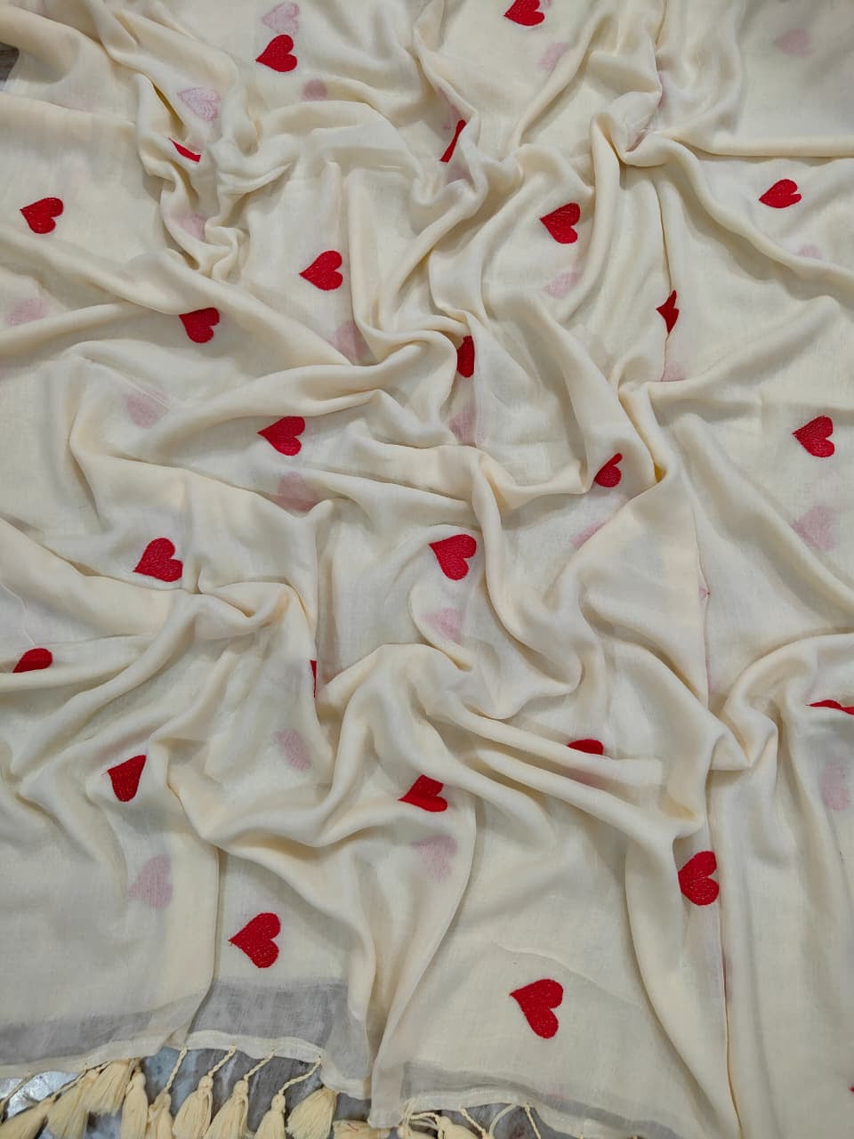 hart embroidery mul cotton saree