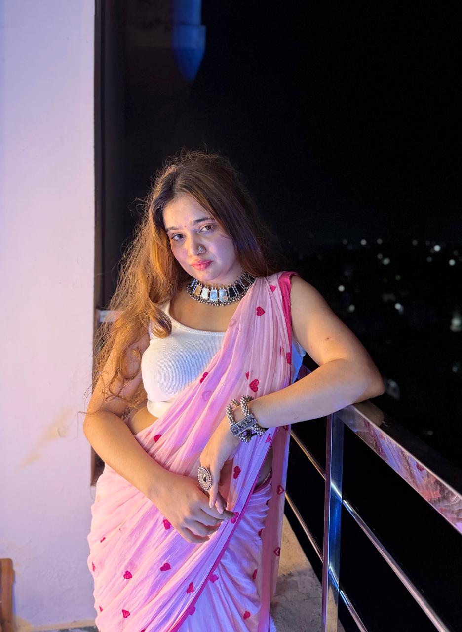 Hart embroidery mulmul saree