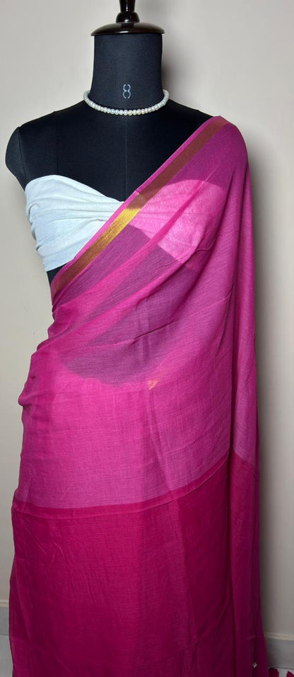 Royal Pink Golden Border Saree