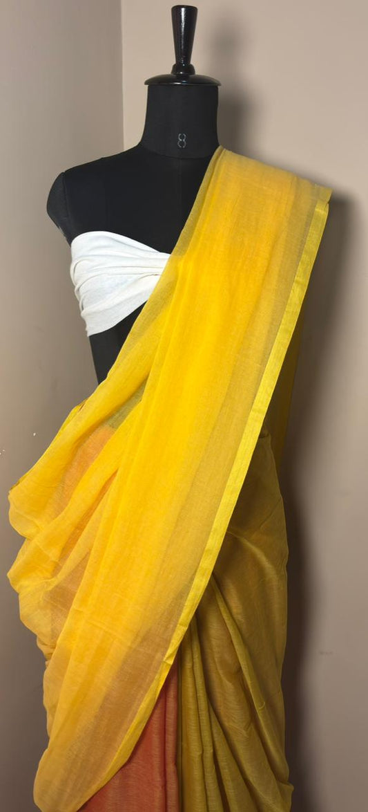 Sunshine Yellow Ombre Saree